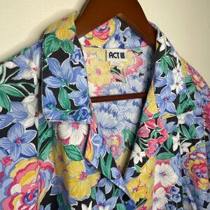 Vintage 60s 70s Act III Multi-Colored Floral Mod Shirt